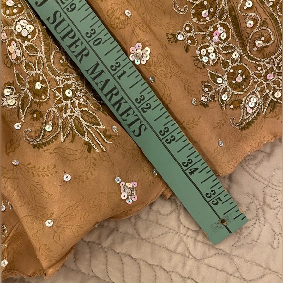 Vintage Casbah Cate Gold Sequined Silk Skirt - Picture 12 of 13